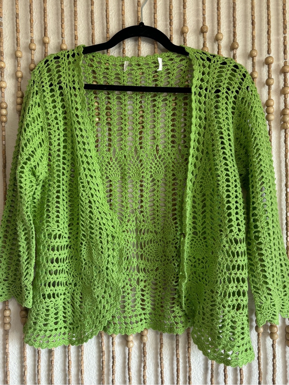 Open-Knit Green Women's Sweater Cardigan
